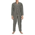 thumbnail image 3 of Goofa Black and white houndstooth for 2-piece Loungewear Set Men’s Sleepwear Set Soft PJs Cozy loungewear Comfy Sleep Set Winter Pajamas-X-Large, 3 of 7