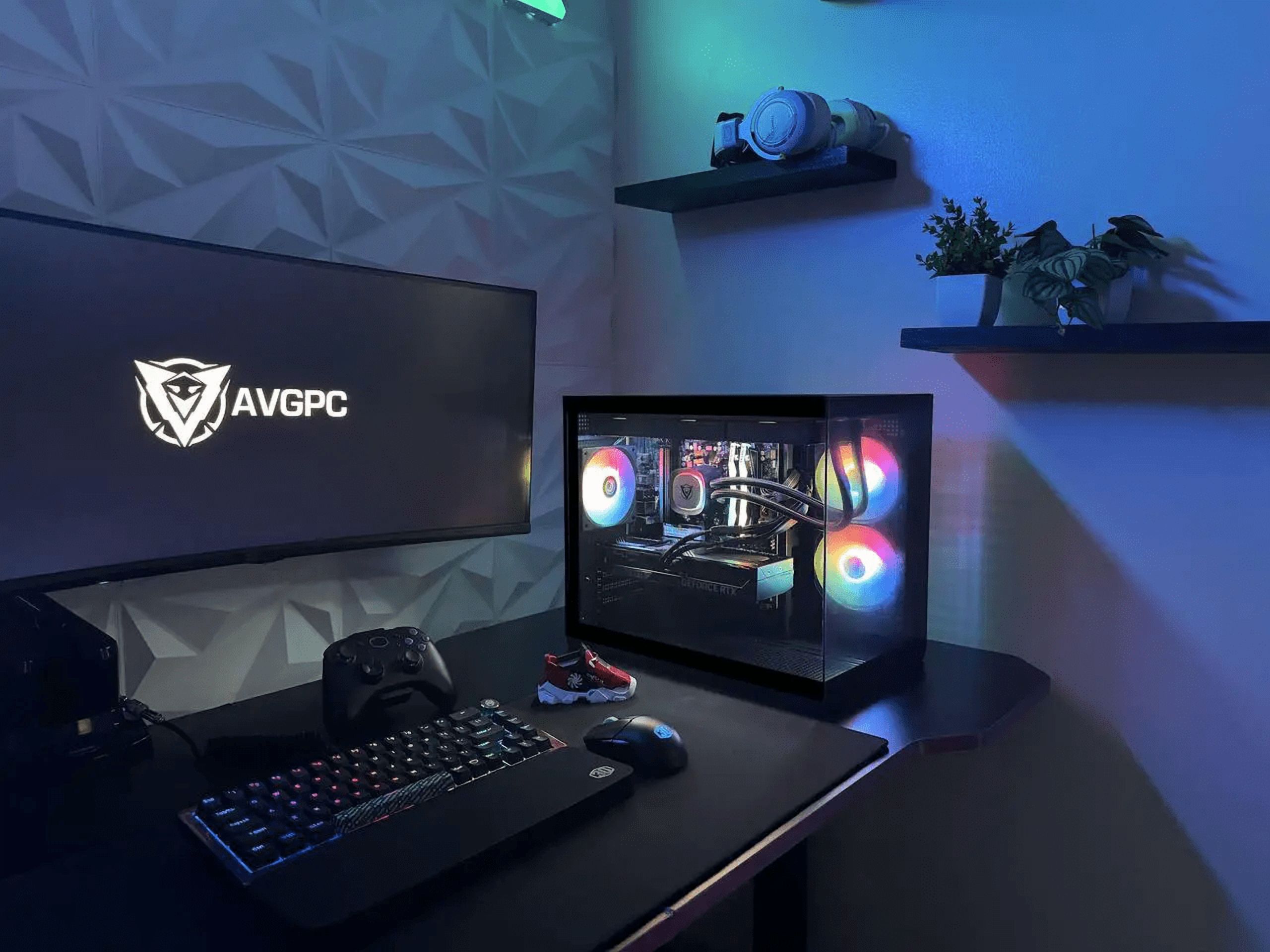 AVGPC Hellfire Gaming PC AMD Ryzen 5 9600X; GeForce RTX 5070 12GB; 16GB DDR5 RAM; 1 TB NVME M.2 SSD; 360mm AIO Liquid Cooler; ARGB Fans; WiFi/AC ; Dual Chamber Case; Windows 11 Home