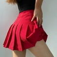 thumbnail image 4 of Women Girls High Waist Mini Skater Skirt Flared Casual Pleated Short Skirt,School Uniform Pleated Skater Tennis Skirt with Lining Shorts A-line Mini Skirt, 4 of 5