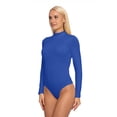 thumbnail image 4 of Women's Long Sleeve Mock Neck Jumpsuit Bodysuit, XL, Navy Blue, by Ambesonne, 4 of 4