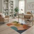 thumbnail image 2 of ODIKA 4'x6' Earthy Tones Geometric Mid Century Washable Area Rug Abstract Shapes with Retro Elegance Non-Slip, Chair-Friendly, Flatwoven for Home Office, Under Desk, 2 of 7