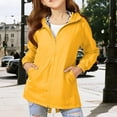 thumbnail image 3 of Pandaie Kids Girl Hooded Raincoat Lightweight Fit Plus Size Waterproof Dressy Zip up Rain Jacket Windbreaker with Pockets Yellow,13-14 Years, 3 of 6