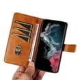 thumbnail image 6 of Designed for Samsung Galaxy S21 Ultra Case Wallet, Men Women Flip Folio Cover with PU Leather Stand Credit Card Holders Slots Wrist Strap Magnetic Clasp Phone Case for Samsung Galaxy S21 Ultra, Brown, 6 of 10