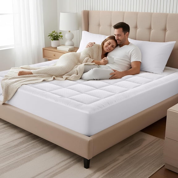 Queen Mattress Topper Pillow Top Quilted Soft Breathable Cooling Mattress Pad Adds Comfort and Deep Pocket Protection for Home Bedrooms