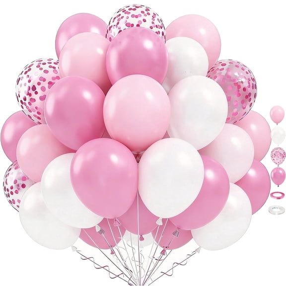 60 Packs 12 Inch Light Pink White Balloons for Birthday Wedding Baby Shower Bridal Shower Party Decorations