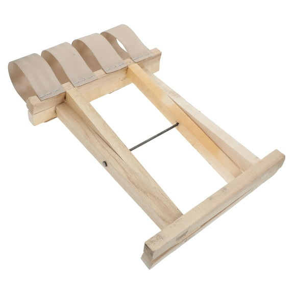 HONMEET 1-Pack Beige Wooden Frame Nylon Folding Stool, Portable Multi-Use Seat for Camping, Fishing, Picnic, Outdoor Activities