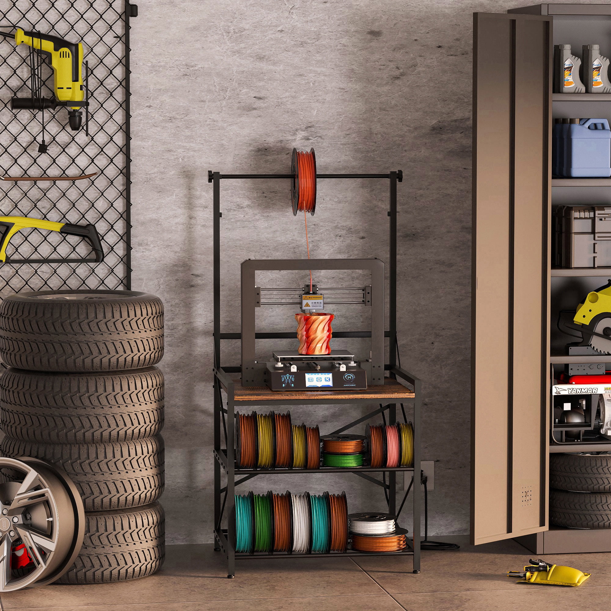 3D Printer Stand,3D Printer Filament Storage,3D Printer Table Heavy 3D Printer Desk Spool PLA,ABS,PETG for Garage Office Workshop Home Workshop