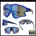 thumbnail image 2 of Kids Size Boys Xloop Shield Color Mirror Plastic Wrap Around Sport Sunglasses Blue - Blue Mirror, 2 of 7