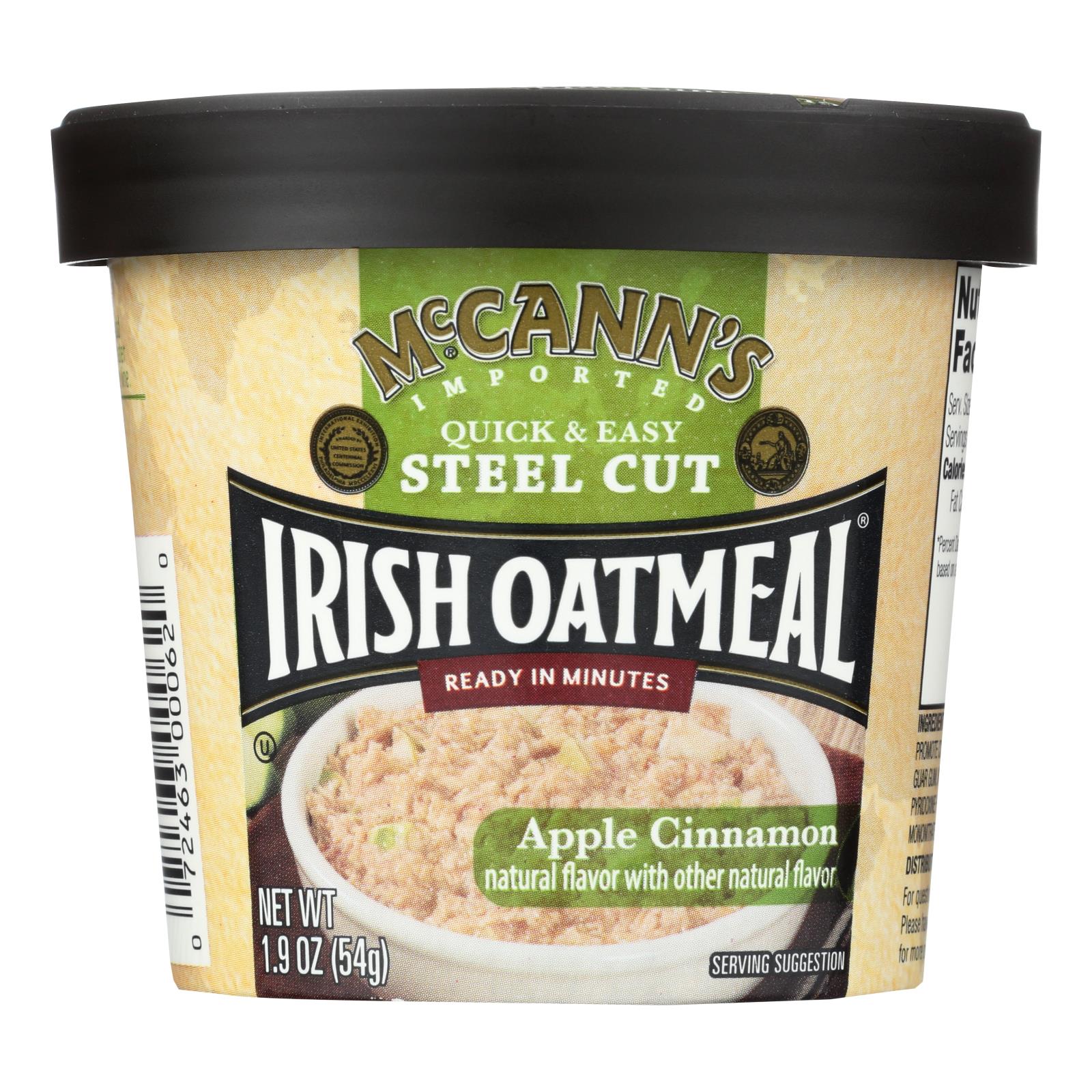 (Case of 12 )Mccann's Irish Oatmeal Instant Oatmeal Cup Apple