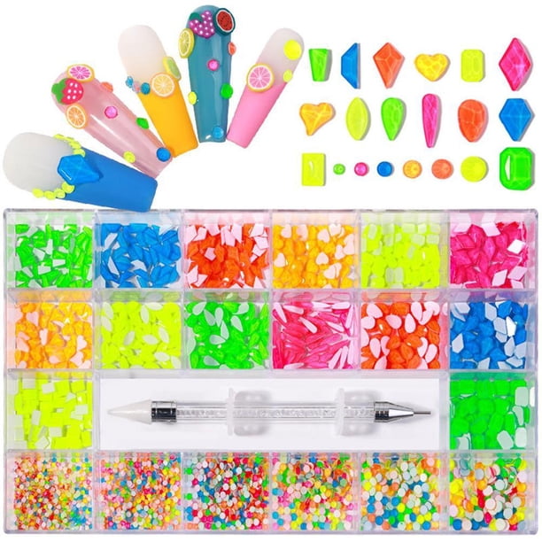 Diamantes De Imitación Para Uñas, Kit Profesional De Cristal Para Uñas, 9000 Uds., Cristal De Múltiples Formas, Diamantes De Imitación Ab, Suministros Para Decoración De Uñas, Accesorios 21 Rejillas Yuarrent CE007388-08