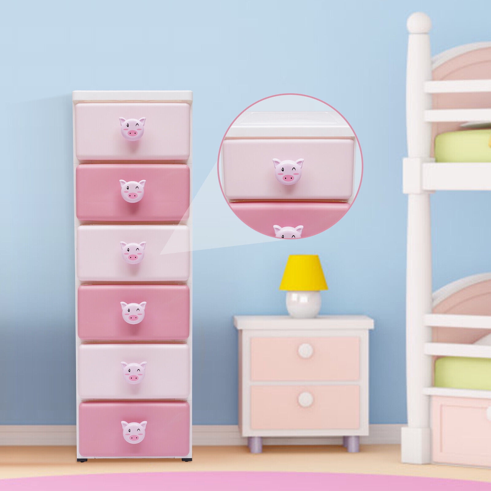 Pink Plastic Storage Clothes Storage Tower Plastic Storage