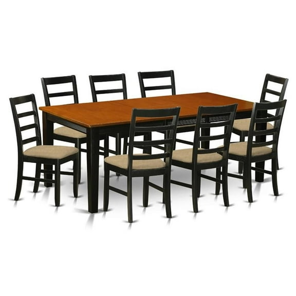 Atlin Designs 9-piece Dining Set with Cushion Seat in Black/Cherry