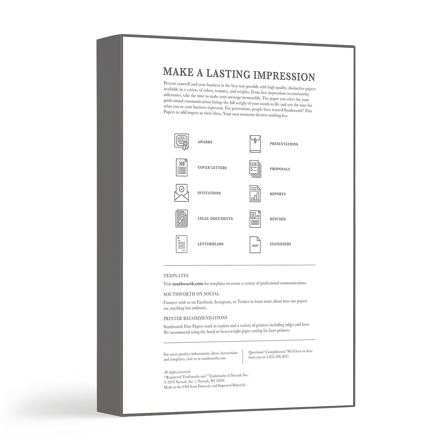 Southworth® Parchment Specialty Paper, 8 1/2" x 11", 65 Lb, Ivory, Pack Of 100