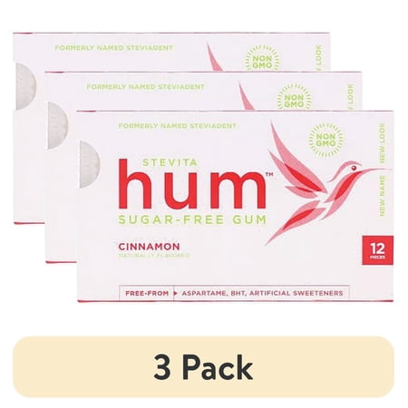 (3 pack) Stevita Hum Gum Chewing Gum Cinnamon - 12 Piece Count