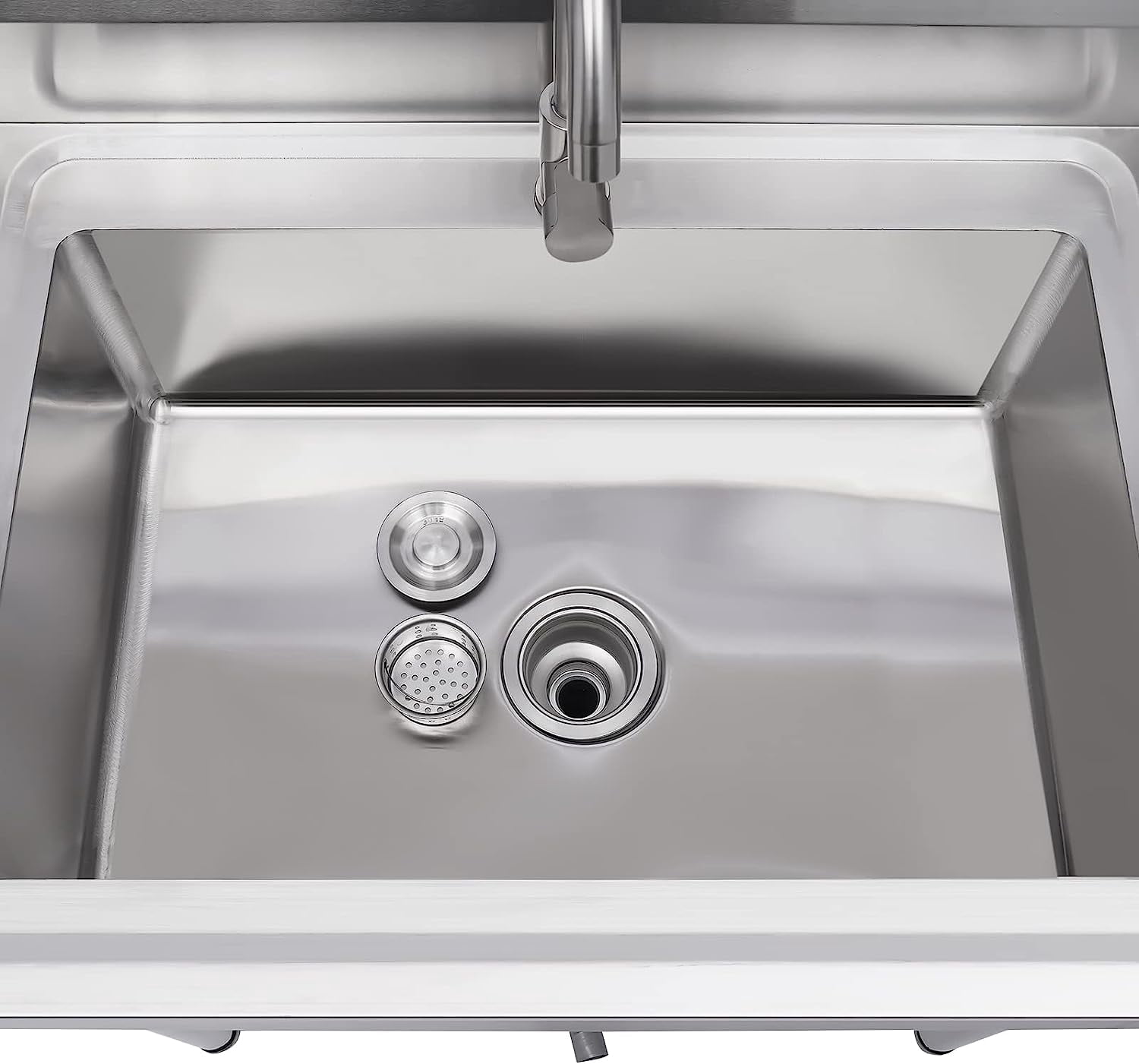 Kitchen Sink Set Commercial Single Bowl 1-Compartment Free Standing Stainless Steel Utility Sink for Restaurant, Garage, Laundry Room - Outdoor Catering Sink Station