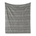 thumbnail image 1 of Black and White Soft Flannel Fleece Blanket, Folk and National Art Design Mexican Mayan Culture Pattern with Triangles, Cozy Plush for Indoor and Outdoor Use, 50" x 70", Black White, by Ambesonne, 1 of 6