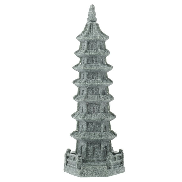 EeaseMX 1 pieza de adorno paisajístico con forma de pagoda, estatua de pagoda de arenisca, decoración de jardín