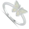 thumbnail image 4 of CHOOSE YOUR COLOR White Simulated Opal Butterfly Ring .925 Sterling Silver Band CZ Female Size 9, 4 of 4