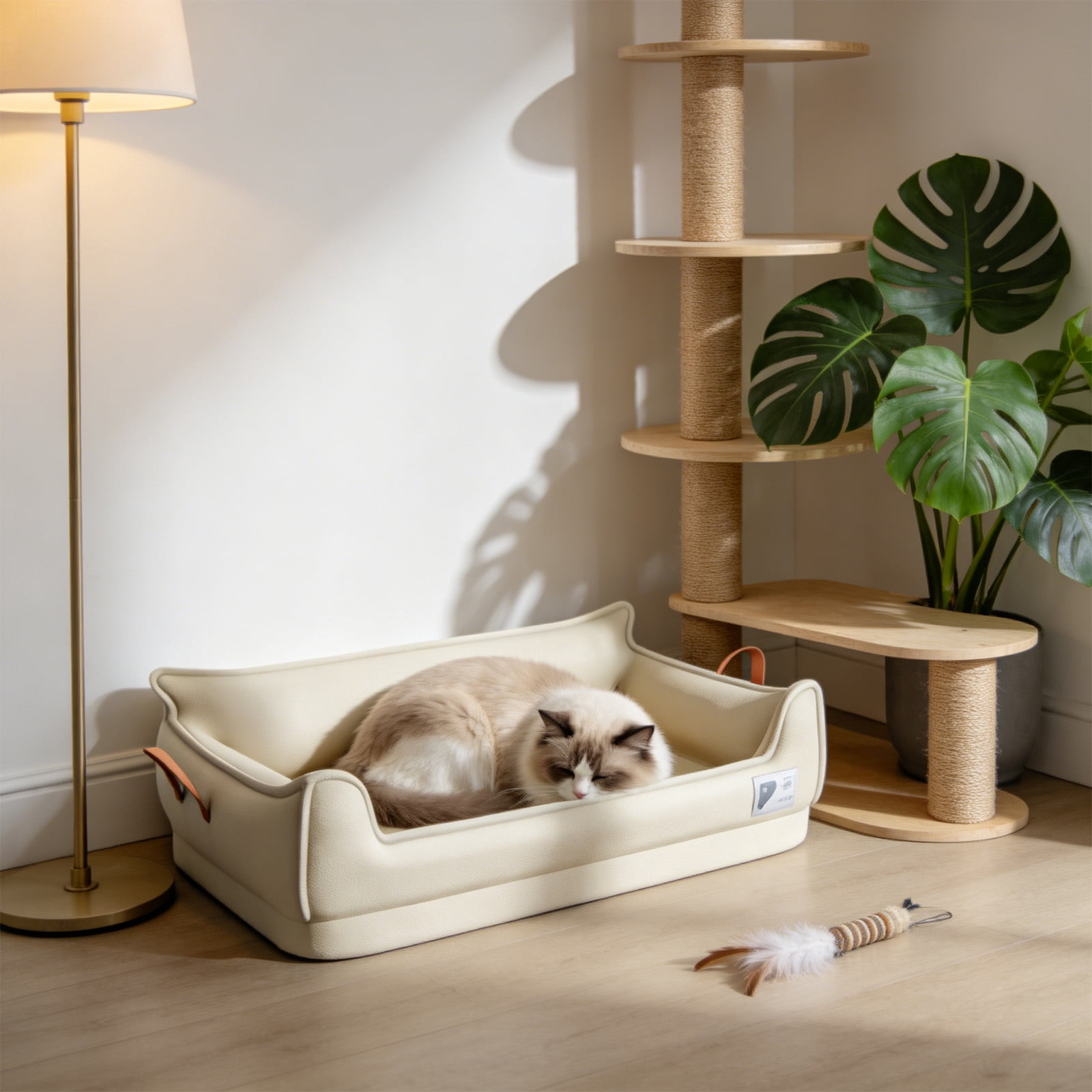 Waterproof Dog Bed for Medium Dogs – High-Back Orthopedic Pet Bed with Spine Support, Scratch-Resistant & Washable, Indoor Living Room/Bedroom Use, 36"x24"x12"