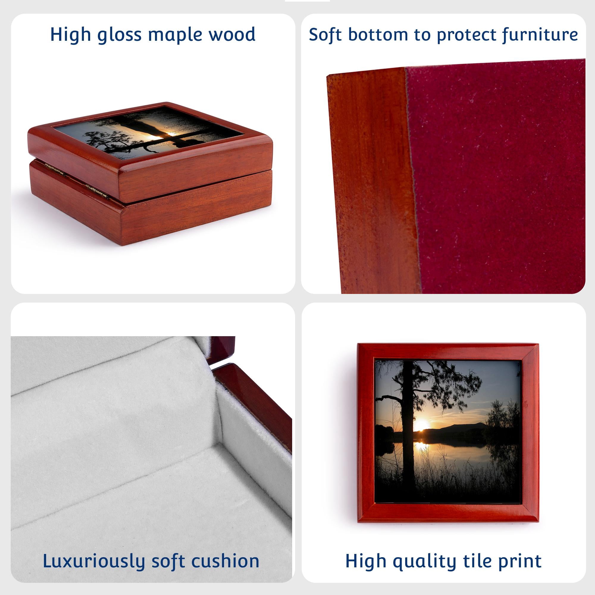 3dRose, Mountain Lake Sunset, Jewelry Box 5.5x5.5 inch with 4 inch tile