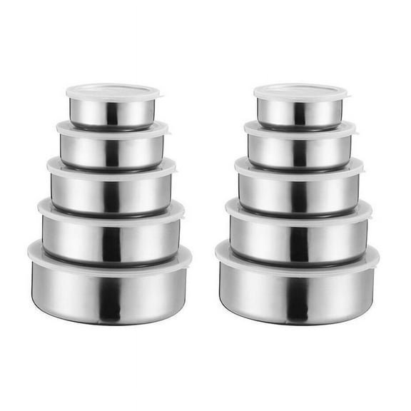 10 PCS Stainless Steel Food Container Sealed Crisper Storage Lunch Box Bowls with Lids Food Storage Box Lunch Box Bowl