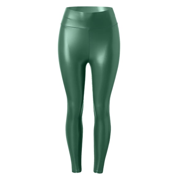 Outfmvch Leggings For Women Joggers For Women Womens Faux Leather Leggings Stretch High Waisted Pleather Pants Tights For Women Green Xl