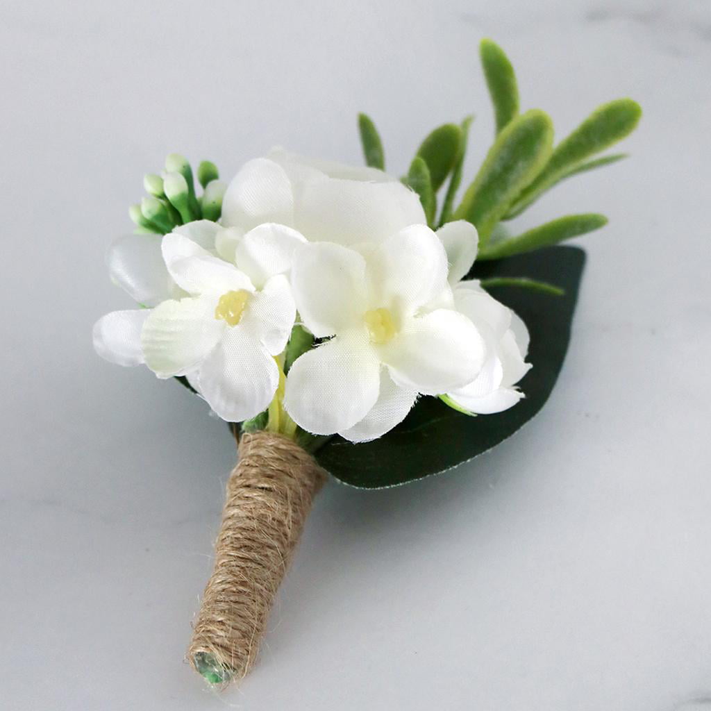 Wedding Bridal Silk Wrist Corsages Bracelet Boutonniere Groom Buttonhole Flower 