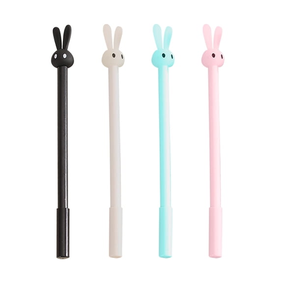 Clearance Under $1.09! 4 Pcs Rabbit Design Plastic Pens Cute Ballpoint Pens for Writing Office Supplies (Assorted Colors)