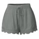 thumbnail image 1 of MKLEKYY Pijama Corto Para Mujer, Pantalones Cortos Casuales Con Cintura Elástica Y Cordón Para Yoga, Cómodos Pantalones Cortos De Lino Con Volantes Y Ribete De Encaje Elástico Para Playa, 1 of 4