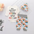 thumbnail image 2 of Viworld Infant Baby Kids Girl Boy Clothes Rompers Tops Jumpsuit Pants Hat Outfits Set Infant Baby Kids Clothes Tops Jumpsuit Pants Hat Set Tops Pants Hat Set Letter Tops Rainbow Pants  (12-18Months), 2 of 6
