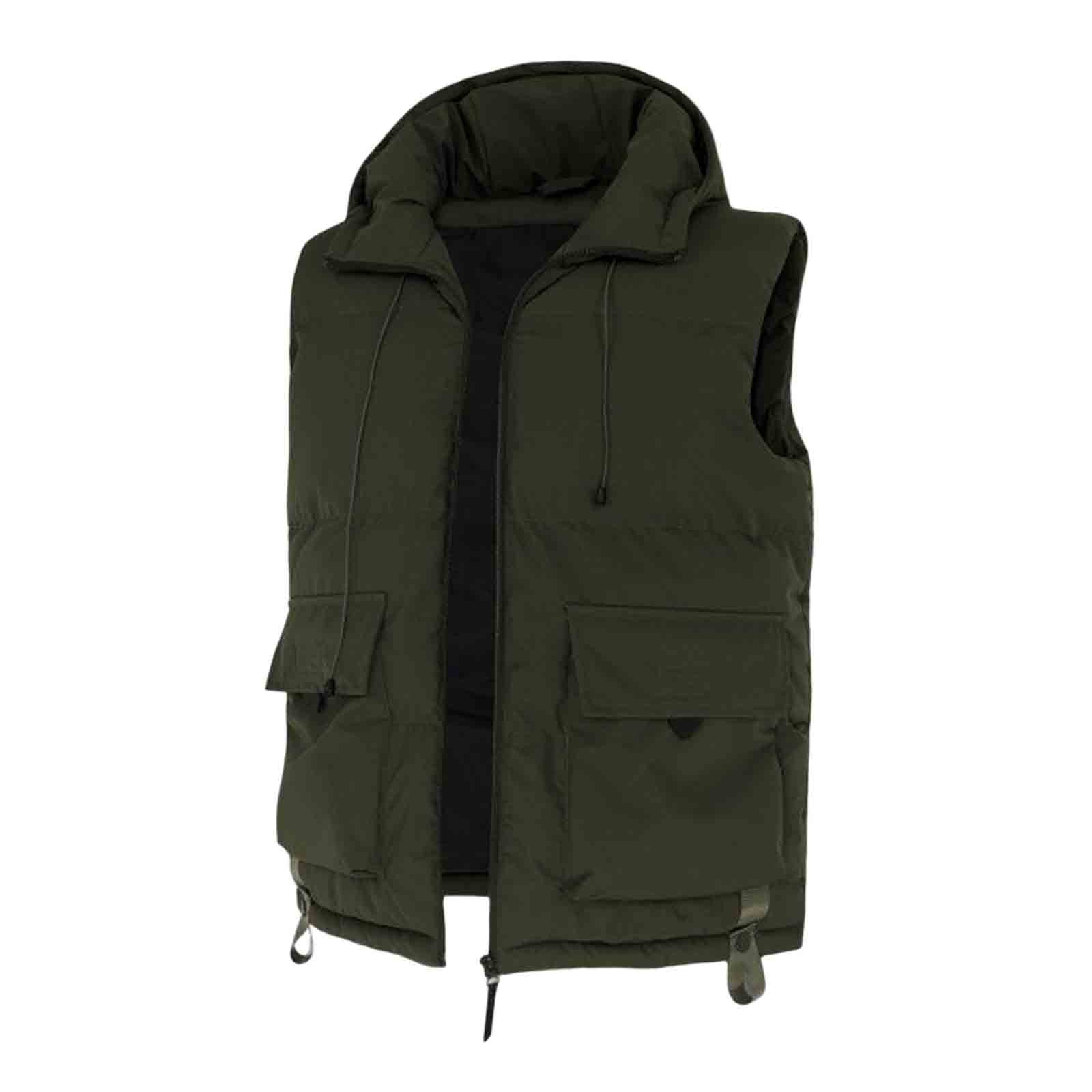 Puffer Vest for Men Solid Color Plaid Reversible Jacket Sleeveless