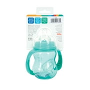 Nuby Bottle-to-Cup Non-Drip Wide Neck Baby Bottle with Removable Handles, 8 fl oz, Blue