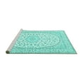 thumbnail image 2 of Ahgly Company Machine Washable Indoor Square Medallion Turquoise Blue Traditional Area Rugs, 7' Square, 2 of 4