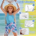 thumbnail image 5 of SEANATIVE 11-12 Years Girls One Piece Swimsuit One-Piece Bathing Suit with Mesh Skirt Cover Up Cut Out Stretchy Swimwear for Kids Children Teens, Tropical Palm Tree Blue Pink, 5 of 7