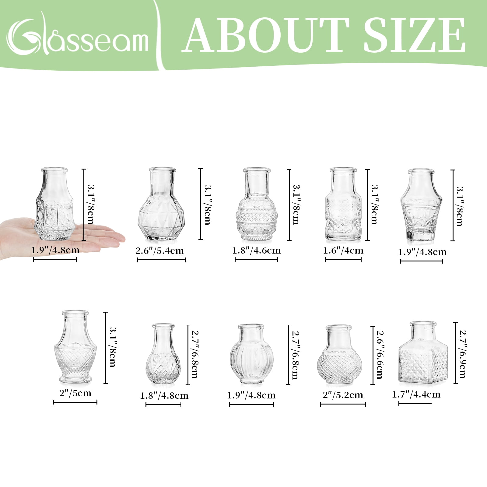 Glasseam Set of 40 Clear Glass Bud Vases: Mini Vintage Flower Vases for Weddings, Centerpieces, and Home Decor, Bulk Pack for Table Settings and Events