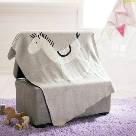 UPC: 0889048687318 | SAFAVIEH Tater Trot The Rocking Horse 32 x 40 Baby Throw Grey/Natural