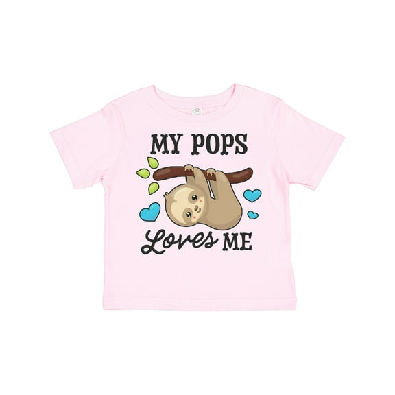 Inktastic My Pops Loves Me with Sloth and Hearts Boys or Girls Toddler T-Shirt