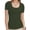 Olive green, variant on Women's Square Neck Ribbed Knit T-Shirt, Short Sleeve Slim Fit Casual Top