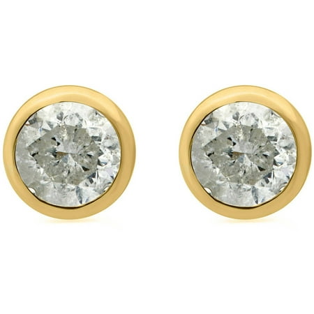 1-1/2 Carat T.W. Round Diamond 14kt Yellow Gold Bezel Stud Earrings, IGL Certified, Comes in a Box