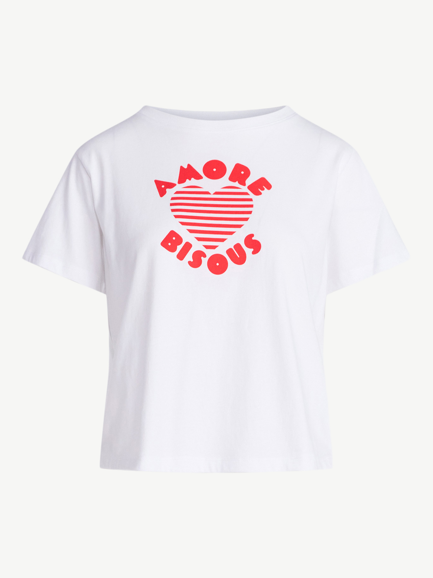 Free Assembly Women's and Women’s Plus Cotton Cropped Boxy Heart Tee with Short Sleeves, Sizes XS-4X