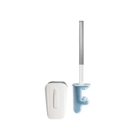 Hirundo No Dead Corner Cactus Toilet Brush, Long Handle Silicone Toilet Brush with Holder, Flexible No-Slip Toilet Bowl Cleaner Brush, F-Shaped for Clean Toilet