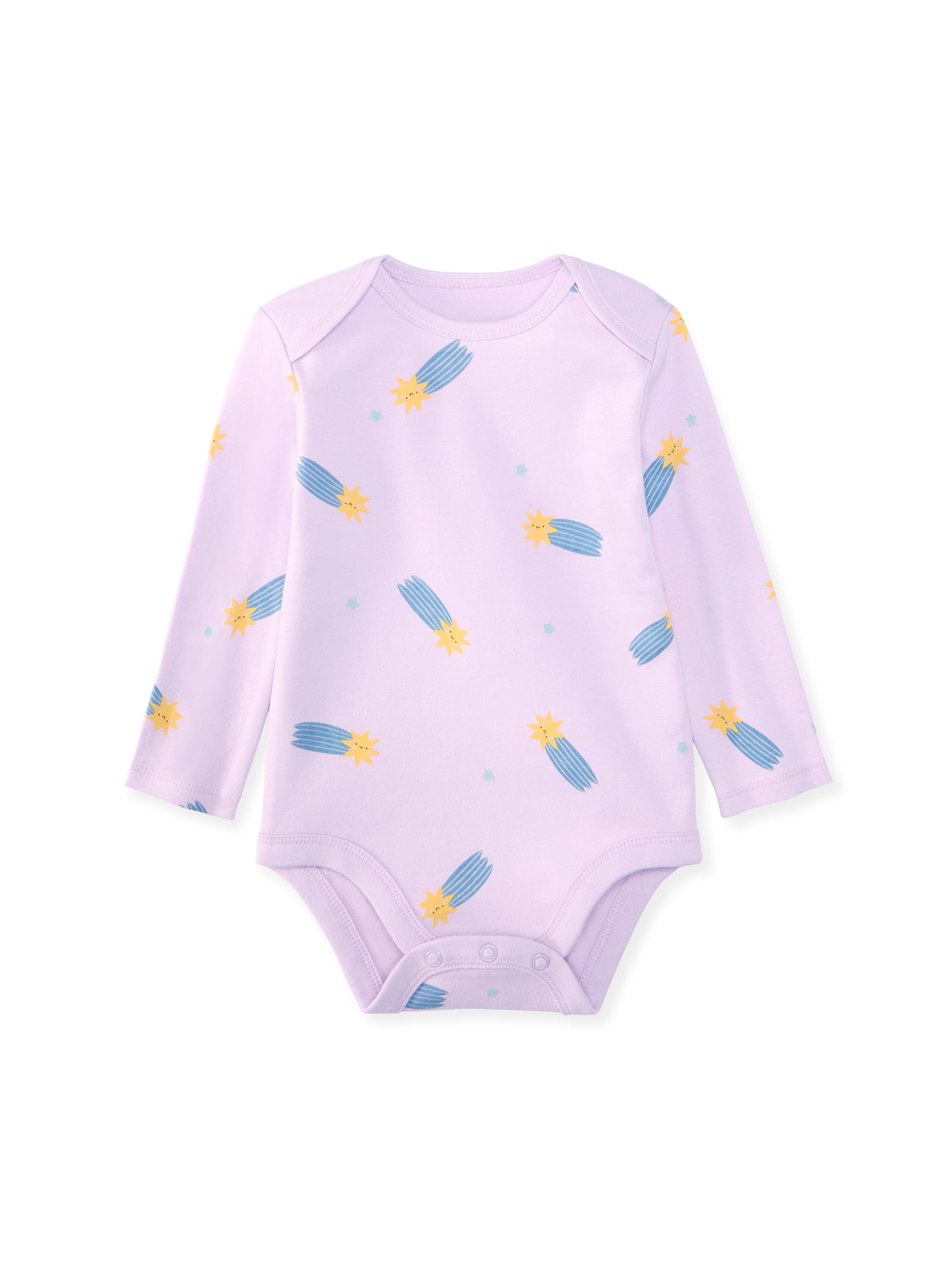 Garanimals Newborn & Baby 100% Cotton Long Sleeve Bodysuits, Sizes 0–24M, 4-Pack