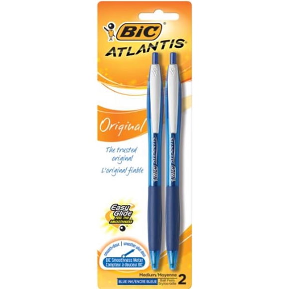 Merchandise 60023018 BIC Atlantis Original Retractable Ball Pen, Medium Point, Blue, 2-Count