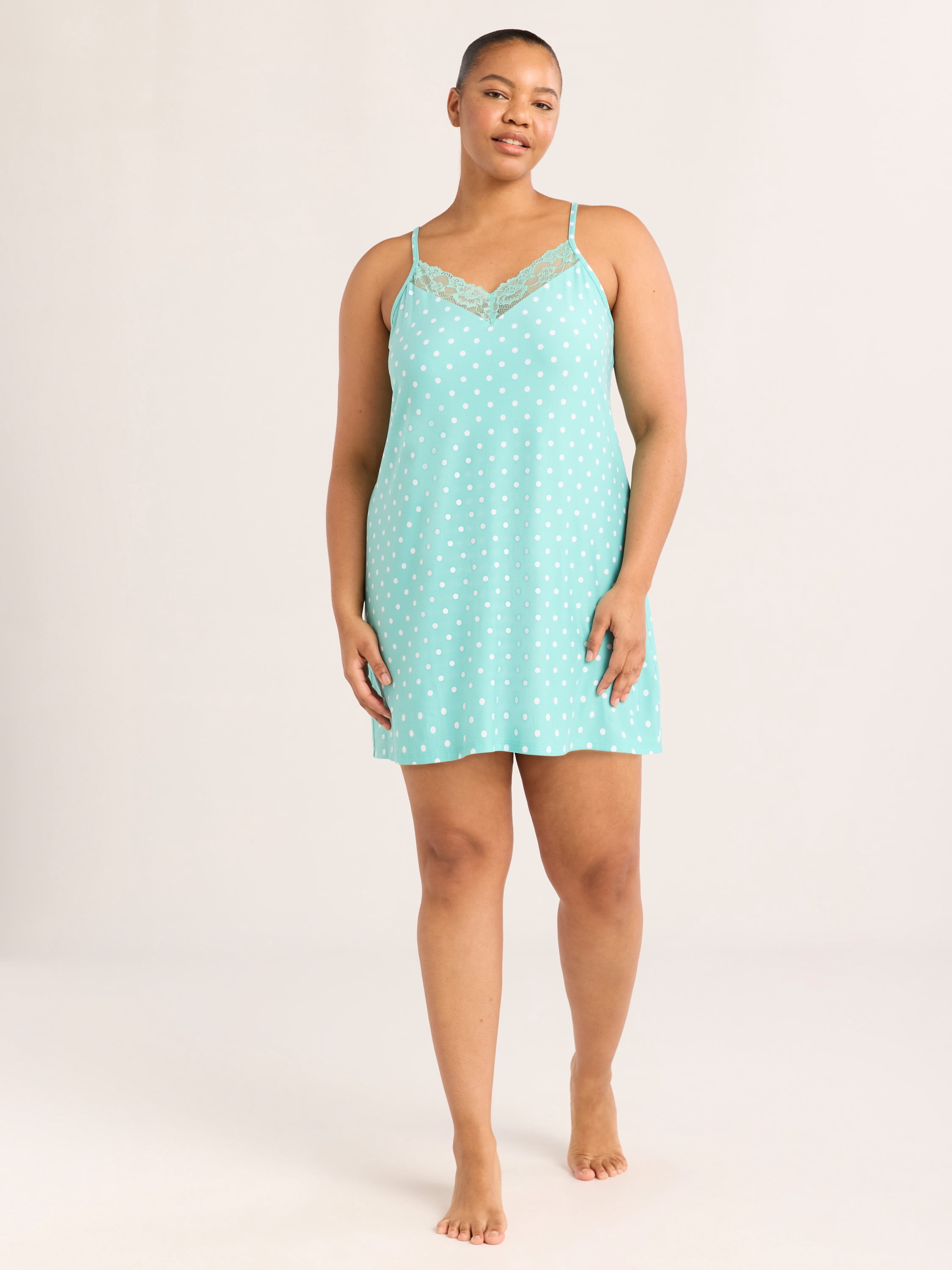 Joyspun Women’s Dreamy Soft Collection Lace Trim Knit Chemise, Sizes S to 3X