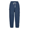 thumbnail image 5 of ZLBDYG Linen Capri Pants Girls 2026 Spring Summer Casual Drawstring Side Button Capris Kids Elastic Waist Wide Leg Cropped Shorts, 5 of 5