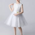 thumbnail image 4 of AHTJRT Flower Girl Dresses Sleeveless Sequin Sparkly Tulle Dress Wedding Pageant Princess Birthday Fancy Tween Girl Dresses White 7-8 Years, 4 of 8