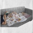 thumbnail image 6 of Fish Soft Flannel Fleece Throw Blanket, Modern Ocean Animal and Zigzag Border at the Bottom, Cozy Plush for Indoor and Outdoor Use, 70" x 90", Pale Pink Orange, by Ambesonne, 6 of 6