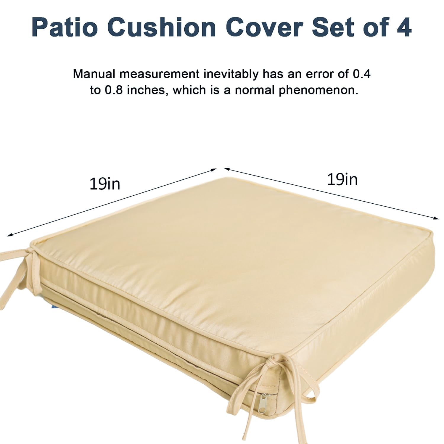Outdoor Cushion Covers 4 Pack Waterproof&Fade Resistant Zipper Patio Furniture Cushion Covers for Couch, Sofa, Chair, Replacement Covers Only