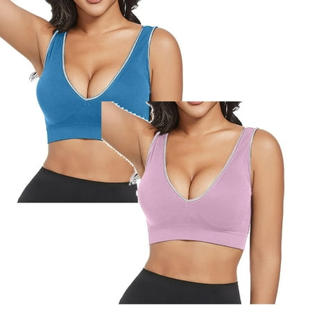 LUOGENLI Women Bralette Pack Women s Front Side Buckle Lace Edge without Steel Ring Movement Seamless Gathering Adjustment Yoga Sleep Large Bra Women Bras Comfortable 3X Women Bras Pack XXL