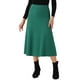 thumbnail image 4 of Falda midi de punto acampanada de mujer INSPIRE CHIC, con cintura alta elástica y tejido elástico, color verde oscuro, talla L, 4 of 6